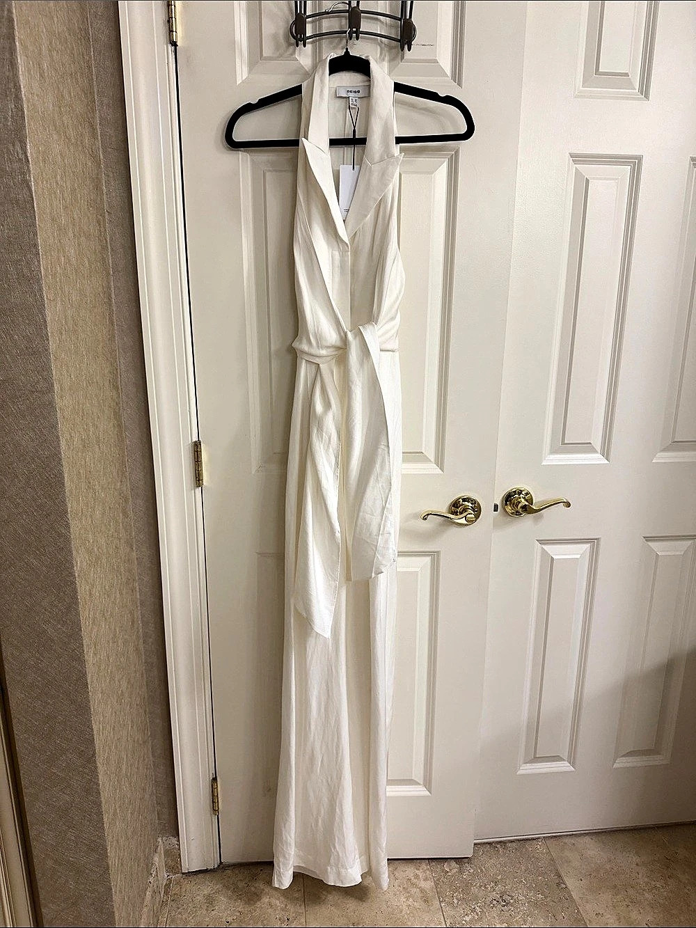 Reiss Taya Lightweight Tie Front Jumpsuit White UK 10